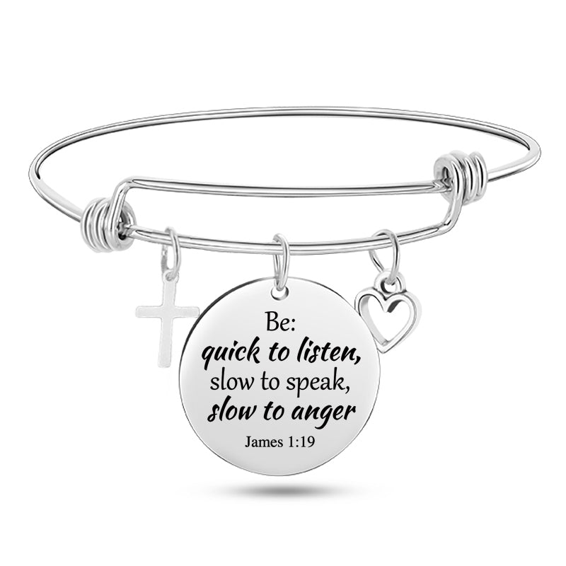 Stainless Steel Scripture Bangle